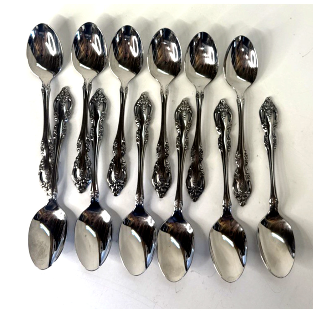 12-Oneida Brahms Pattern Community Stainless Flatware TEASPOONS Set of 12-1960's